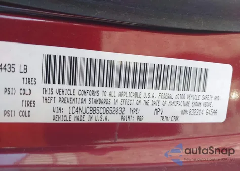 2012 Jeep Compass Sport from USA, damaged, VIN 1C4NJCBB5CD652032